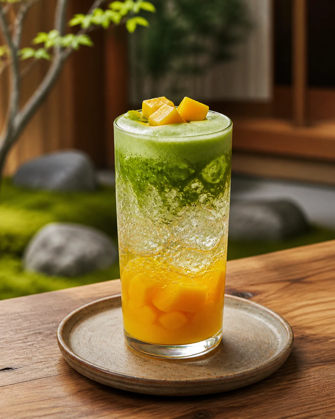 มะม่วงมัทฉะโทนิก เสิร์ฟที่ UJI Matcha Tea House